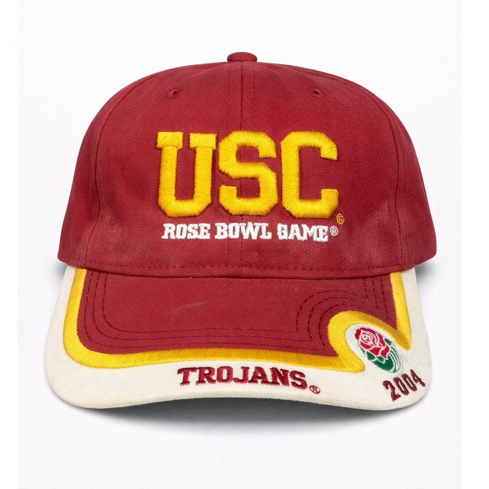 Vintage USC Trojans 2004 Rose Bowl Game Hat Cardinal Red Adjustable Strapback